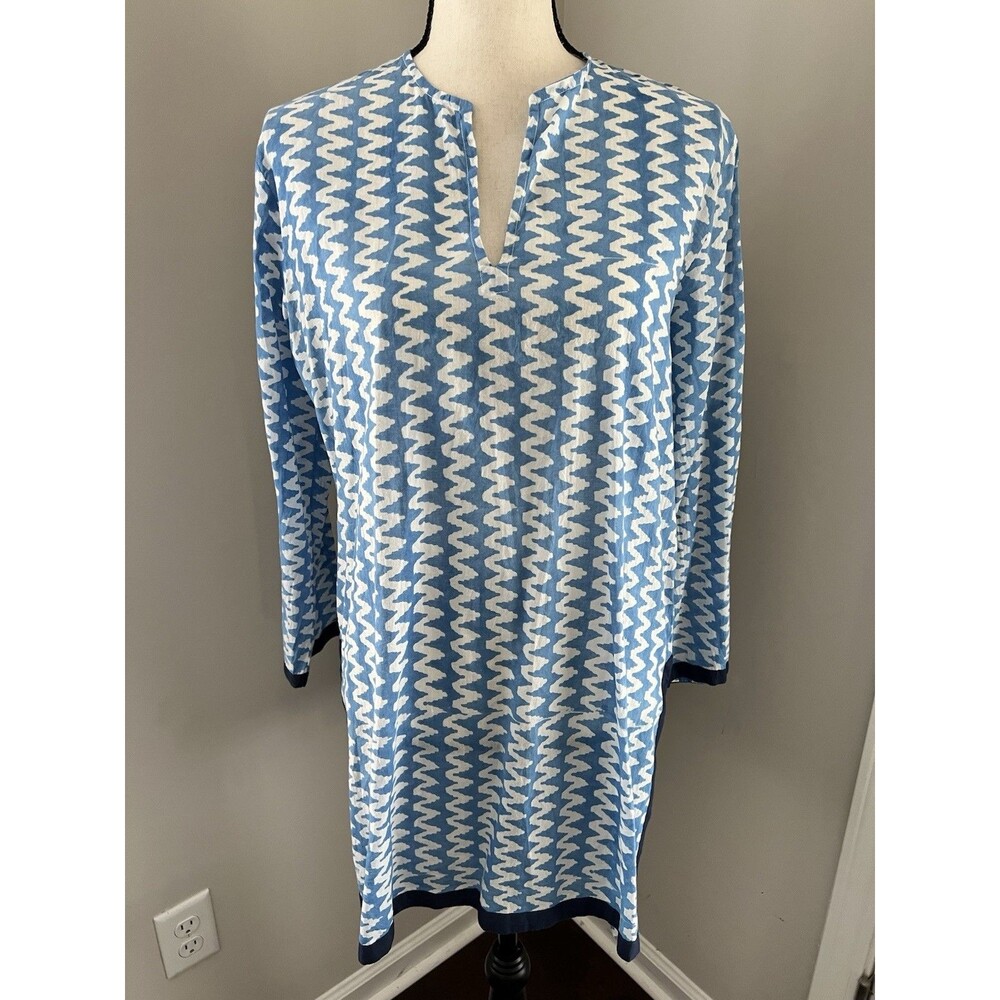 NWT Roberta Roller Rabbit Kurta Tunic Top Blue Print Size Large